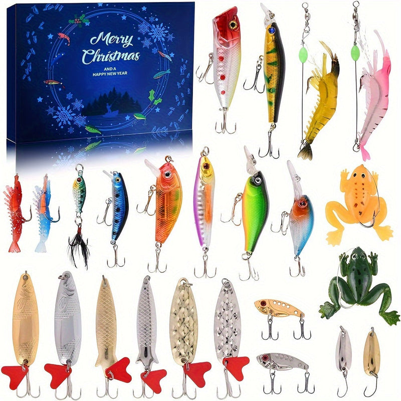 Caixa Com 24 Isca Artificial Natal - Fishing Advent Calendar