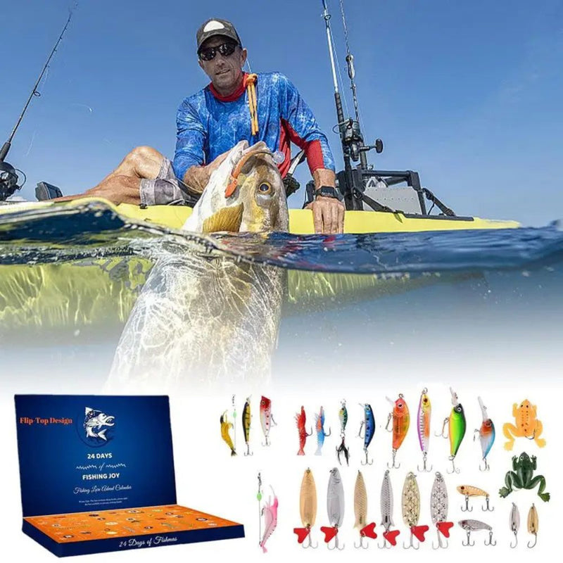 Caixa Com 24 Isca Artificial Natal - Fishing Advent Calendar