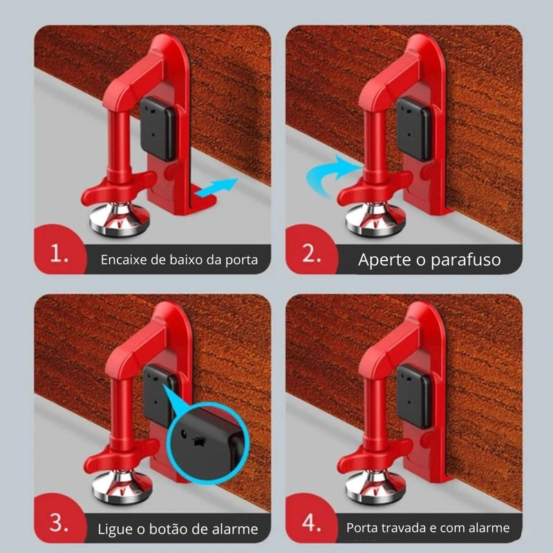 Trava BlockStop - Trava e alarme de segurança portátil para Portas