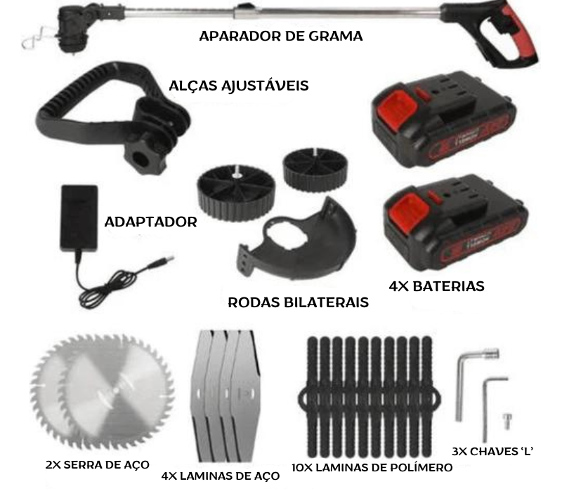 APARADOR DE GRAMA SEM FIO 3 EM 1