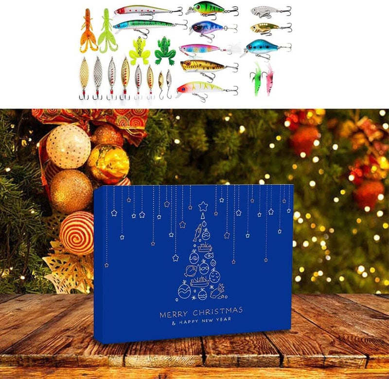 Caixa Com 24 Iscas Artificial Natal - Fishing Advent Calendar