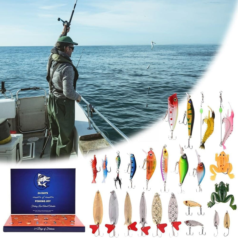 Caixa Com 24 Iscas Artificial Natal - Fishing Advent Calendar