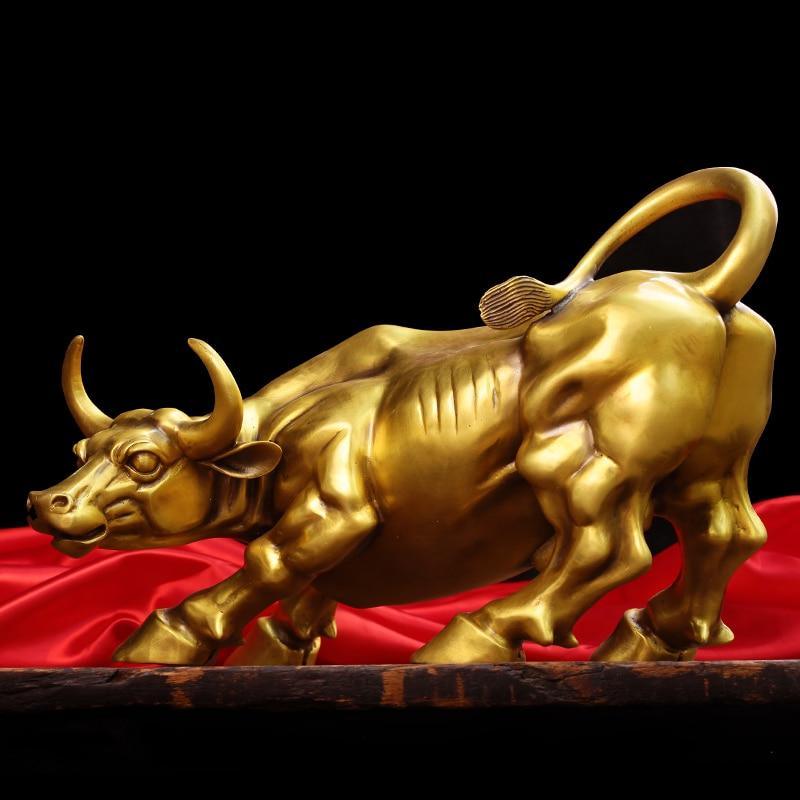 Estatueta Bull Wall Street de Cobre Maciço Banhado a Bronze