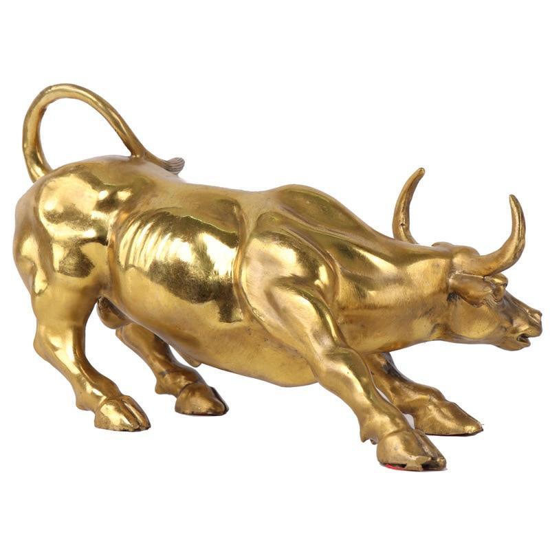 Estatueta Bull Wall Street de Cobre Maciço Banhado a Bronze